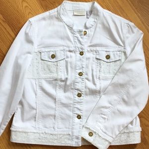 Chico’s white denim lace jacket